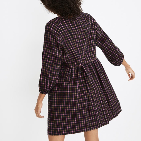 Plaid Flannel Raglan Button-Front Shirtdress - Picture 2 of 5